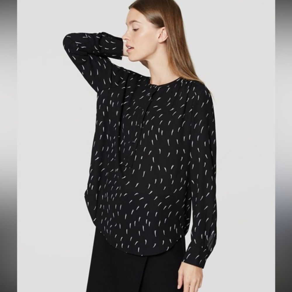LOFT Black and White Patterned Blouse